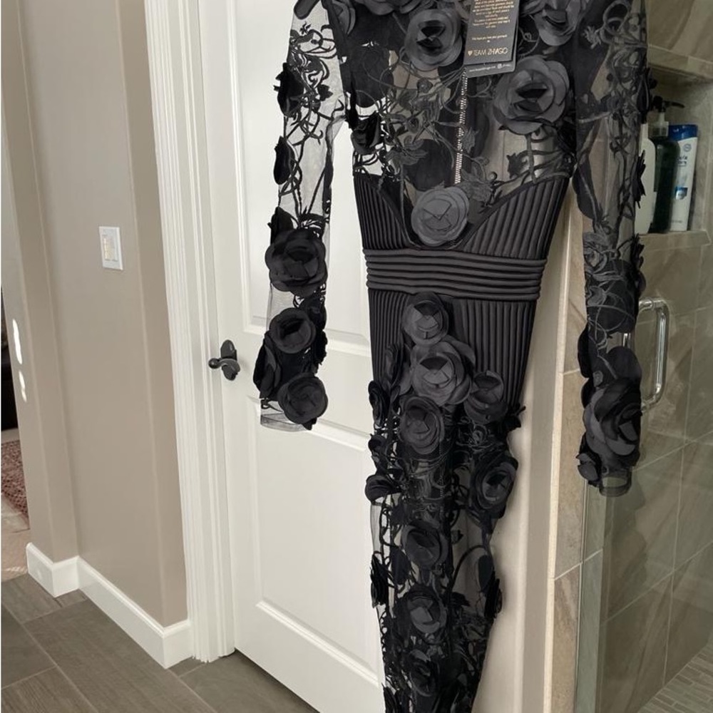 Zhivago Battle Lines Floral Embellished Vendetta black lace embroidered dress - Picture 5 of 7